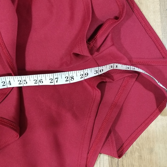 Red Burgandy Halter Neck High Waist Bootie Short Dress w/ Cut Out Back - Picture 11 of 13